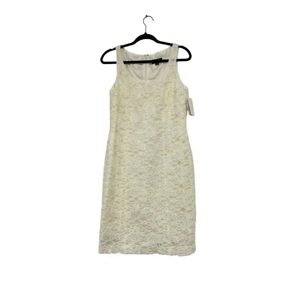 Tahari Womens Dress 8P Petite White Arthur Levine Luxe Floral Lace Cocktail NWT